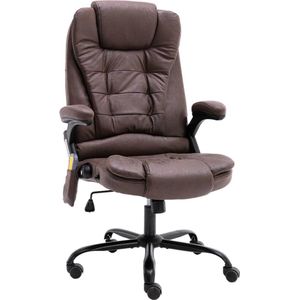 vidaXL Massagekantoorstoel - Donkerbruin - Kunstsuède - Ergonomisch Ontwerp