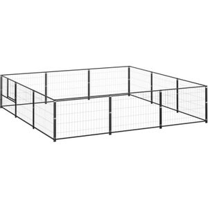 vidaXL-Hondenkennel-9-m²-staal-zwart