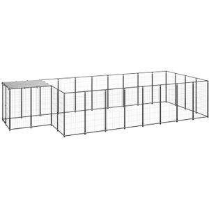 vidaXL - Hondenkennel - 10,89 - m² - staal - zwart