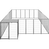 vidaXL - Hondenkennel - 22,99 - m² - staal - zwart