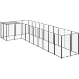 vidaXL - Hondenkennel - 7,26 - m² - staal - zwart