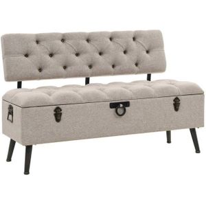 vidaXL - Opbergbank - Crèmekleurig - Stof - 110 cm