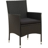 Gartenstühle mit Sitzpolster 2 Stk. Poly Rattan Schwarz Vidaxl
