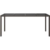 VidaXL Tuintafel 190x90x75 cm Gehard Glas en Poly Rattan Bruin