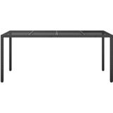 VidaXL Tuintafel 190x90x75 cm Gehard Glas en Poly Rattan Black