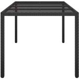 VidaXL Tuintafel 190x90x75 cm Gehard Glas en Poly Rattan Black