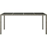 VidaXL Tuintafel 190x90x75 cm Gehard Glas en Poly Rattan Grijs