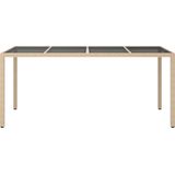 vidaXL Tuintafel 190x90x75 cm gehard glas en poly rattan beige