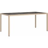 vidaXL Tuintafel 190x90x75 cm gehard glas en poly rattan beige