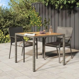 VidaXL Tuintafel 90x90x75 cm Poly Rattan en Acaciahout Grijs