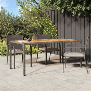 vidaXL Gartentisch 190x90x75 cm Poly Rattan und Akazienholz Grau