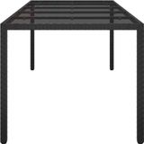 vidaXL-Tuintafel-250x100x75-cm-gehard-glas-en-poly-rattan-zwart