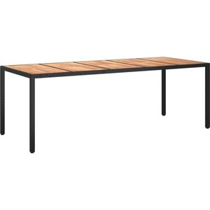 VidaXL Tuintafel 250x100x75 cm Poly Rattan Zwart