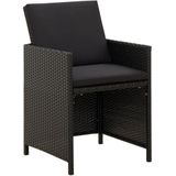 VidaXL Tuinstoelen 2 st met Kussens Poly Rattan Zwart