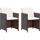 vidaXL 4-tlg. Gartenstuhl und Hocker Set Poly Rattan Braun
