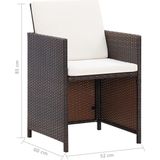 vidaXL-4-delige-Tuinstoelen--en-voetenbankenset-poly-rattan-bruin