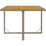 vidaXL Tuintafel 109x107x74 cm poly rattan en massief acaciahout beige