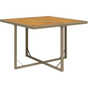 Tuintafel 109x107x74 cm poly rattan en massief acaciahout beige