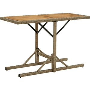 vidaXL Gartentisch Beige Massivholz Akazie und Poly Rattan