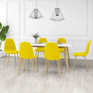 vidaXL Eetkamerstoelen 6 st fluweel mosterdgeel