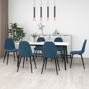 vidaXL Esszimmerstühle 6 Stk. Blau Samt
