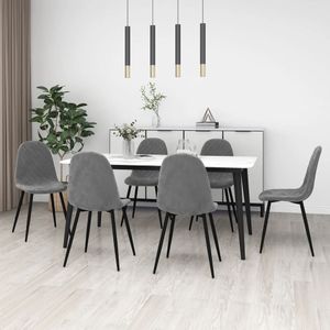 vidaXL - Eetkamerstoelen - 6 - st - fluweel - lichtgrijs