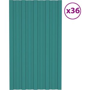 vidaXL - Dakpanelen - 36 - st - 80x45 - cm - gegalvaniseerd - staal - groen