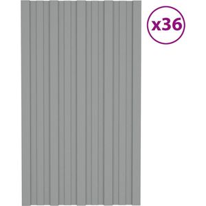 vidaXL - Dakpanelen - 36 - st - 80x45 - cm - gegalvaniseerd - staal - grijs