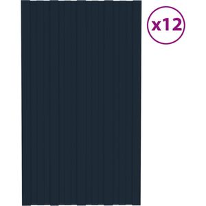 vidaXL - Dakpanelen - 12 - st - 80x45 - cm - gegalvaniseerd - staal - antracietkleurig