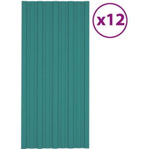 vidaXL Dachpaneele 12 Stk. Verzinkter Stahl Grün 100x45 cm