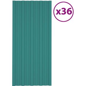 vidaXL - Dakpanelen - 36 - st - 100x45 - cm - gegalvaniseerd - staal - groen