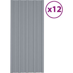 vidaXL - Dakpanelen - 12 - st - 100x45 - cm - gegalvaniseerd - staal - zilverkleurig