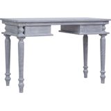 vidaXL Bureau - Grijs - Massief Mahoniehout - Met 2 Lades