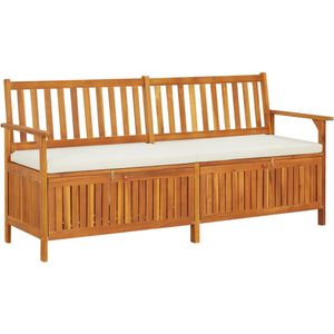 vidaXL - Opbergbankje - met - kussen - 170 - cm - massief - acaciahout