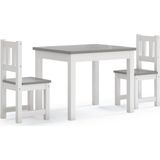 VidaXL Kindertafel en Stoelenset 3-delig MDF Wit en Grijs