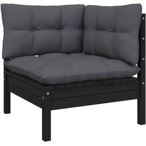 Garten-Ecksofa mit Kissen in Schwarz Massivholz Kiefer Vidaxl