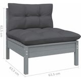 Garten-Mittelsofa mit Anthrazit Kissen Grau Massivholz Kiefer Vidaxl