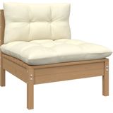 3-tlg. Garten-Lounge-Set mit Creme Kissen Massivholz Kiefer Vidaxl