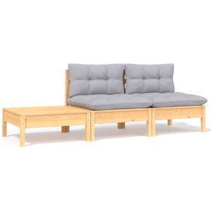 VidaXL-3-delige-Loungeset-met-grijze-kussens-massief-grenenhout