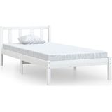 vidaXL Bedframe massief grenenhout wit 75x190 cm 2FT6 Small Single