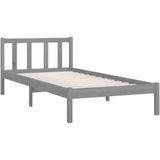 vidaXL Bedframe massief grenenhout grijs 75x190 cm