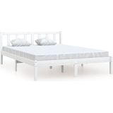 VidaXL Bedframe Massief Grenenhout Wit 135x190 cm 4FT6 Double