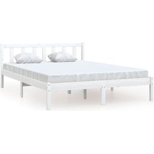 VidaXL Bedframe Massief Grenenhout Wit 120x200 cm