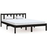 VidaXL Bedframe Massief Grenenhout Zwart 140x200 cm