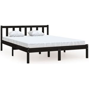 vidaXL-Bedframe-massief-grenenhout-zwart-150x200-cm-5FT-King-Size