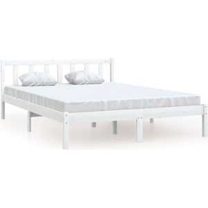 VidaXL Bedframe Massief Grenenhout Wit 160x200 cm