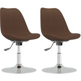 VidaXL Draaibare Eetkamerstoelen 2 st. Stof Bruin