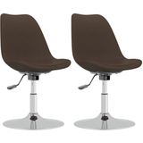 VidaXL Draaibare Eetkamerstoelen 2 st. Stof Donkerbruin