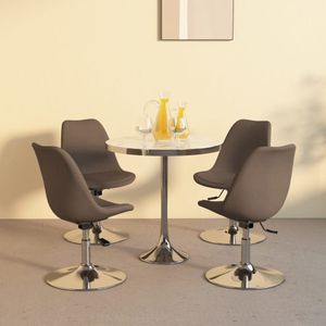 vidaXL - Eetkamerstoelen - 4 - st - draaibaar - stof - taupe