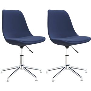 VidaXL Eetkamerstoelen 2 st. Draaibaar Stof Blauw